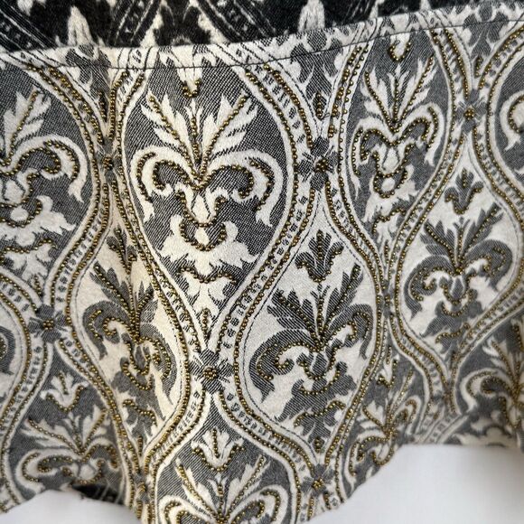 Chicos Beaded Cream & Black Tapestry Jacquard Jacket Blazer Sz 2=US 12 - Picture 5 of 11